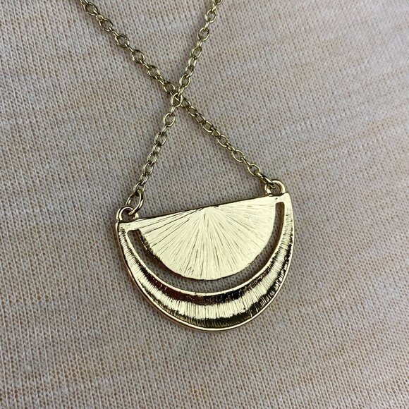 MOP Gold Tone Modernist Pendant Necklace - Picture 5 of 5